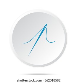 Flat blue Needle icon on circle web button on white