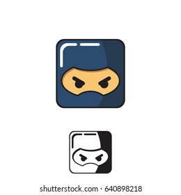flat blue ninja app logo