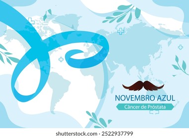 Fondo de noviembre azul plano en español