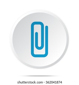 Flat blue Paper Clip icon on circle web button on white