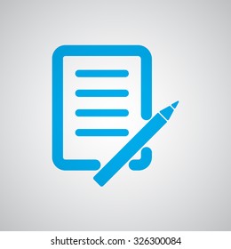 Flat blue Pen And Paper icon 