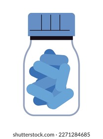 flach blaue Pillenjacke auf Weiß