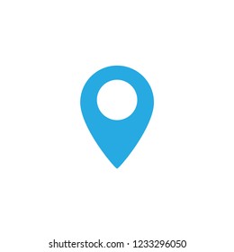 Flat blue pin for indication location in navigation devices and apps