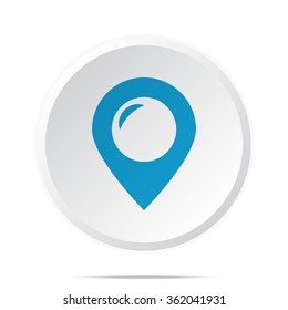 Flat blue Place icon on circle web button on white