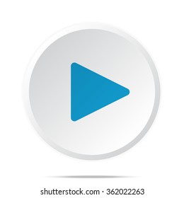 Flat blue Play icon on circle web button on white