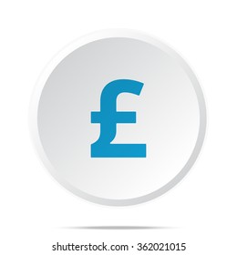 Flat blue Pound icon on circle web button on white