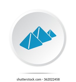 Flat blue Pyramids icon on circle web button on white