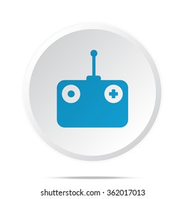 Flat blue Radio Control icon on circle web button on white