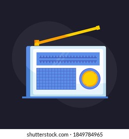 Flat blue radio icon. Old school icons. ready to use for website, mobile app, presentation and any other projects.