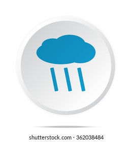Flat blue Rain icon on circle web button on white