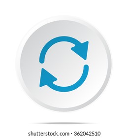 Flat blue Refresh icon on circle web button on white
