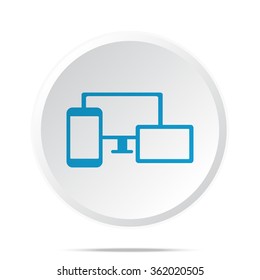 Flat blue Responsive Media Design icon on circle web button on white