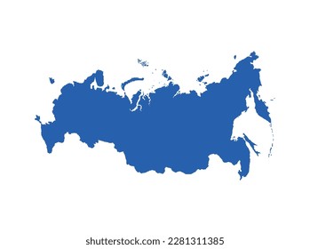 Icono de mapa azul claro de rusia sobre ilustración vectorial de fondo blanco