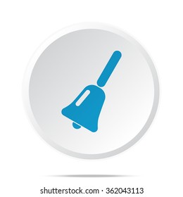Flat blue School Bell icon on circle web button on white