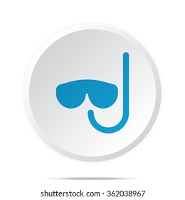 Flat blue Scuba Diving icon on circle web button on white