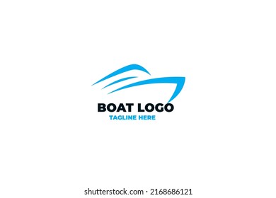 Flat Blue Shape Jet Boat Logo Design Vector Graphic Symbol Icon Illustration Creative Idea