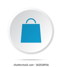 Flat blue Shopping Bag icon on circle web button on white