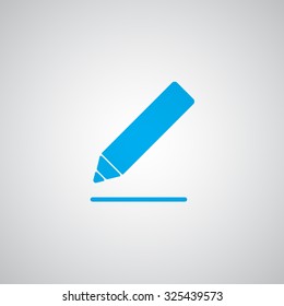 Flat blue Sign Here icon 