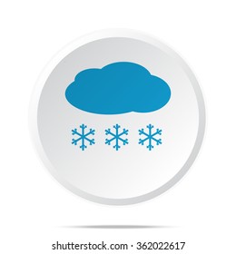 Flat blue Snow icon on circle web button on white