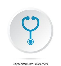 Flat blue Stethoscope icon on circle web button on white