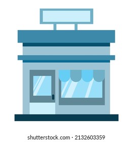 flat blue store building design illustration. it can be use as store icon or store symbol.