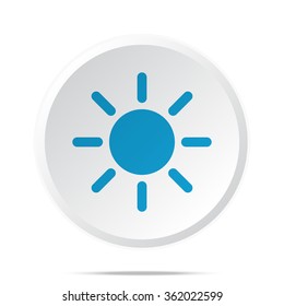 Flat blue Sun icon on circle web button on white