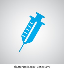 Flat blue Syringe icon 