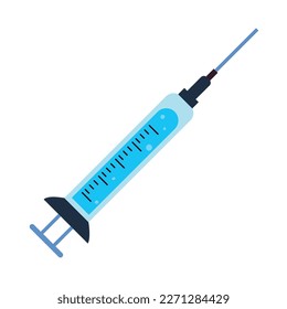 flat blue syringe over white