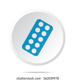 Flat blue Tablet Strip icon on circle web button on white