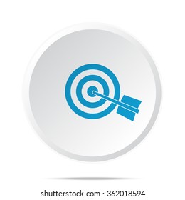 Flat blue Target icon on circle web button on white