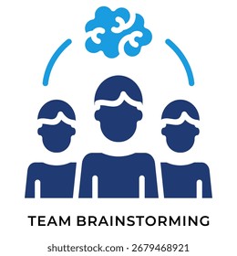 Flat Blue Team Brainstorming Icon