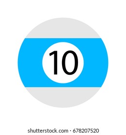 Flat Blue Ten Pool - Billiard Ball Icon Vector Isolated