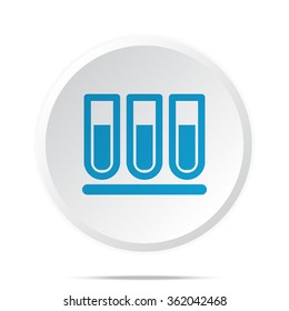 Flat blue Test Tube icon on circle web button on white