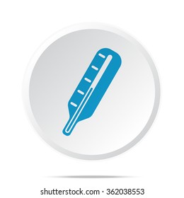 Flat blue Thermometer icon on circle web button on white