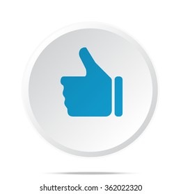 Flat blue Thumb Up icon on circle web button on white