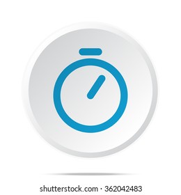 Flat blue Timer icon on circle web button on white