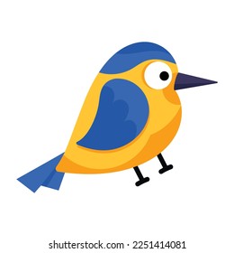 Flat blue tit hand drawn icon
