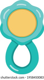 flat blue toy rattle for kid isolated on white background