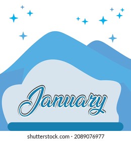 flat blue two montain scenery vector illustration with beautiful white clouds