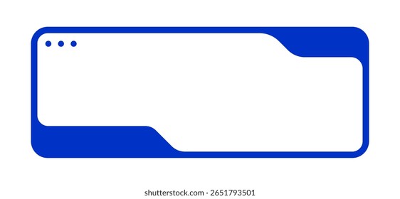 Flat Blue UI Window Frame with Rounded Corners and Minimalist Design. Clean Digital Interface Mockup for Web or App Display.