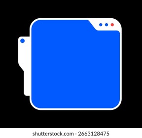 Flat Blue UI Window Frame. Minimal Browser Window. Clean UI Design Template
