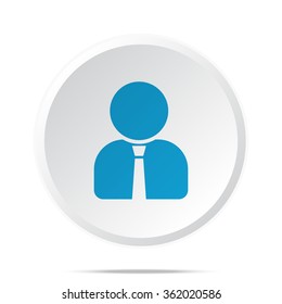 Flat blue User Profile icon on circle web button on white
