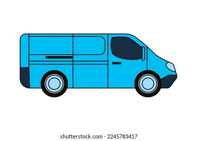 flat blue van over white