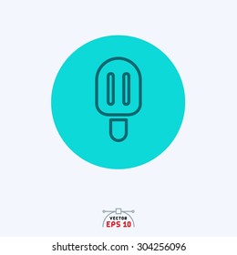 Flat blue vector icon of ice cream.