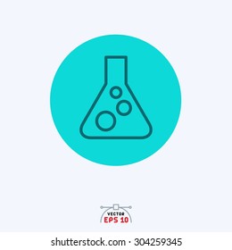 Flat blue vector icon of test tube.
