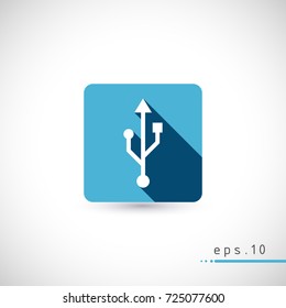 Flat blue vector USB icon symbol