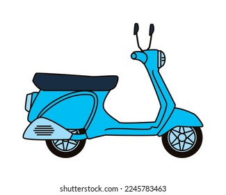 flat blue vespa over white