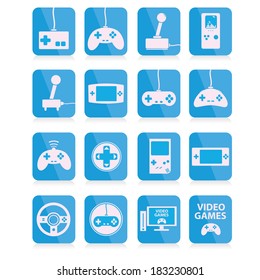 flat blue Video game icons set . vector illustration