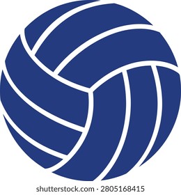 Flat blue volleyball icon isolated on white for sports and recreation