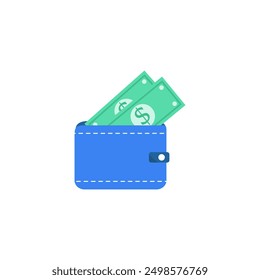 Flat blue wallet icon. Wallet vector in white background